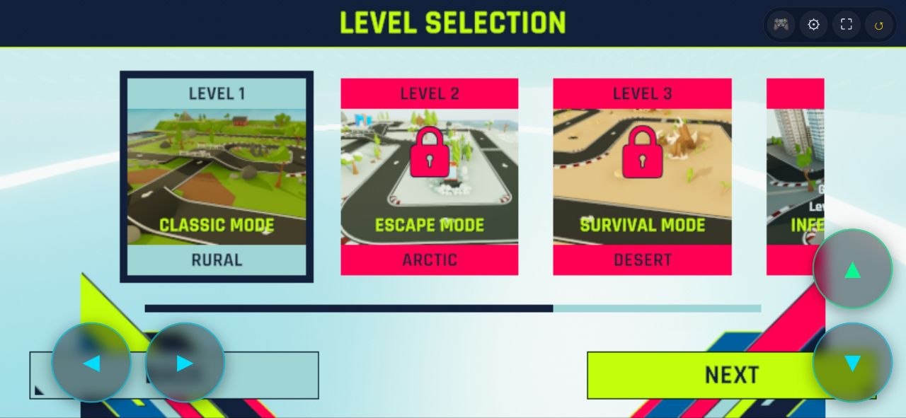Moon Races level selection showing Classic, Escape and Survival modes across different worlds